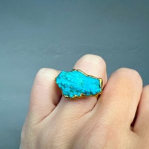 Turquoise ring size 5 gold vermeil